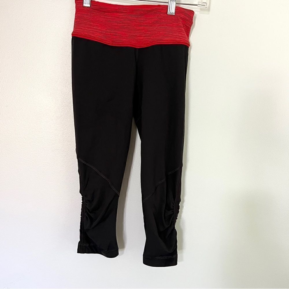 Lululemon Run For Your Life Crop Leggings Deep Coal Space Red 2